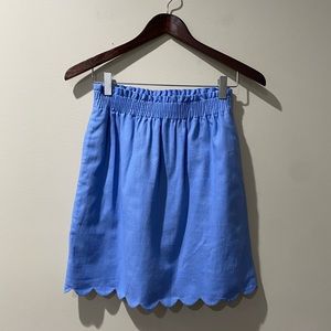 J crew Blue Scalloped Linen Skirt size 0